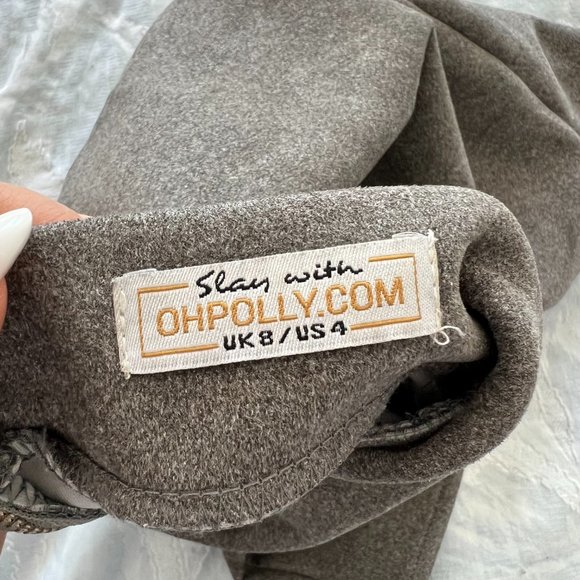 Oh Polly Grey Suedette Skirt Set - Picture 9 of 10